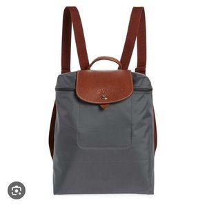 Long Champ Le Pliage Backpack in Grey